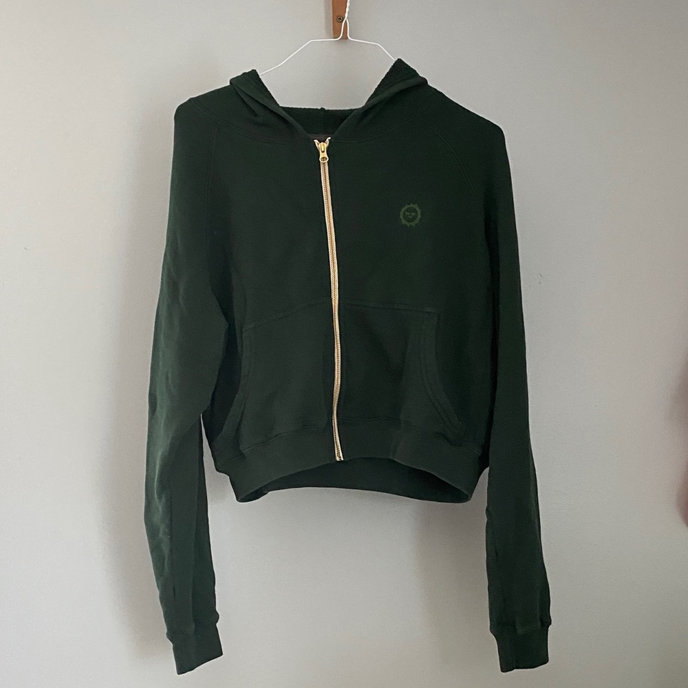 Big Bud Press Cropped Zipped Hoodie in Swamp Green
